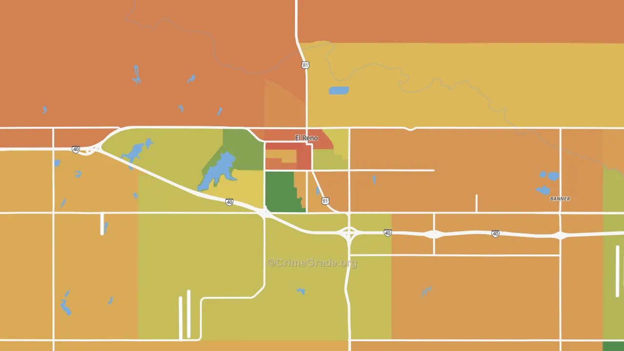 73036, OK Map of Theft Rates