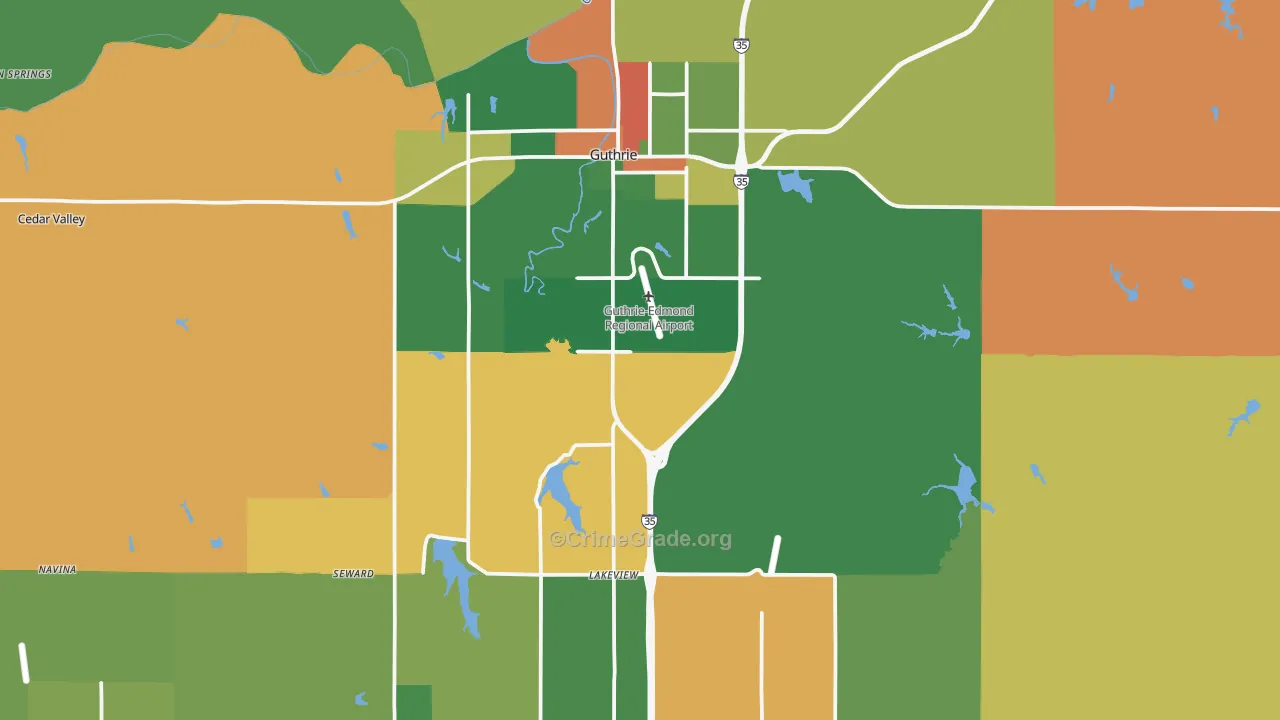 73044, OK Map of Theft Rates