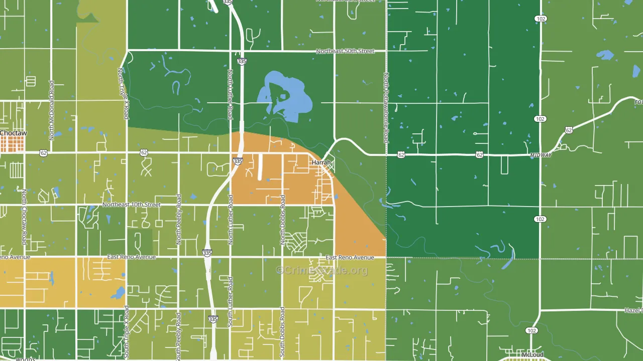 73045, OK Map of Theft Rates