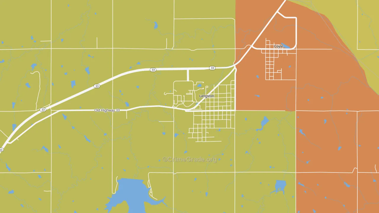 73050, OK Map of Theft Rates