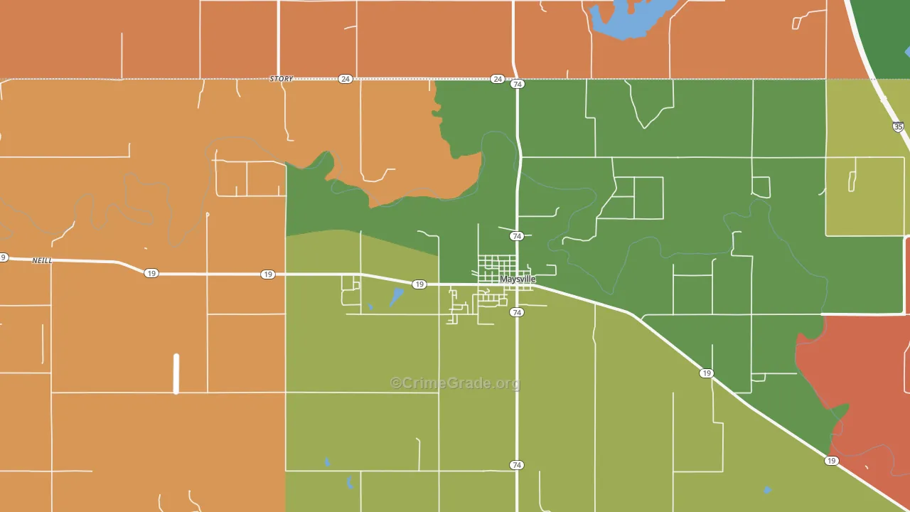 73057, OK Map of Theft Rates