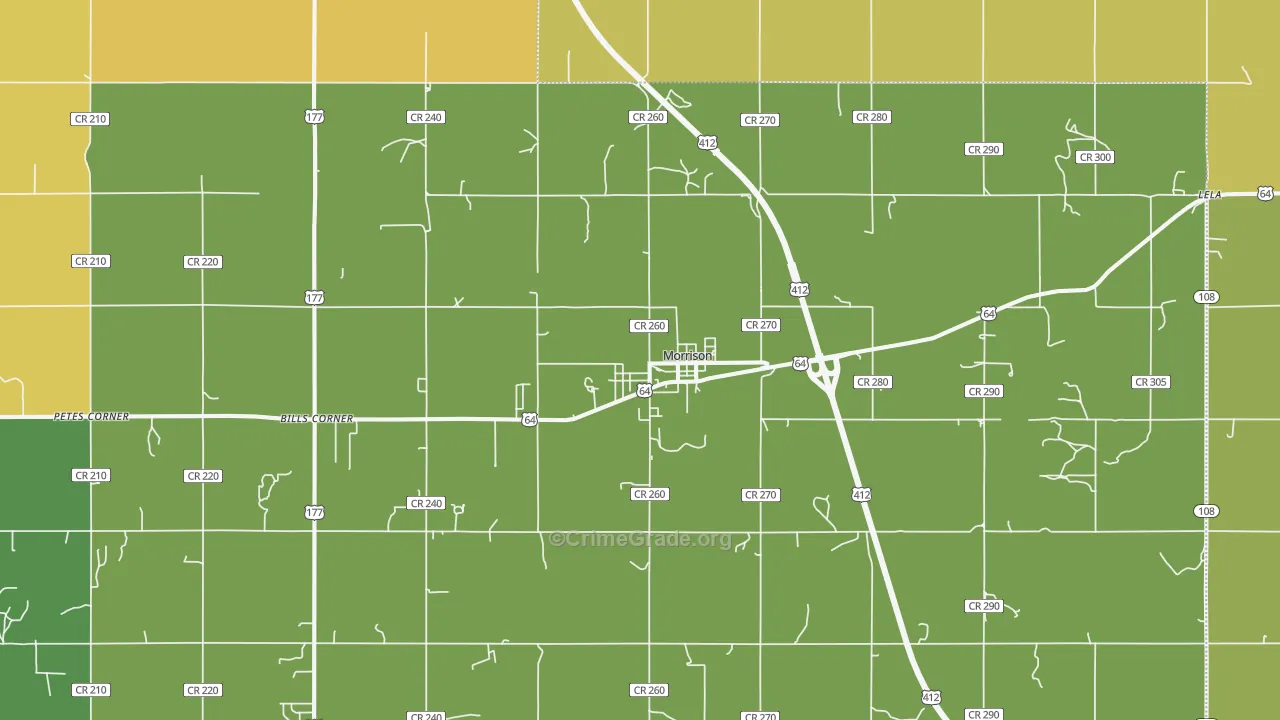 73061, OK Map of Theft Rates