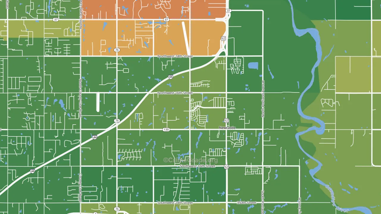 73065, OK Map of Theft Rates
