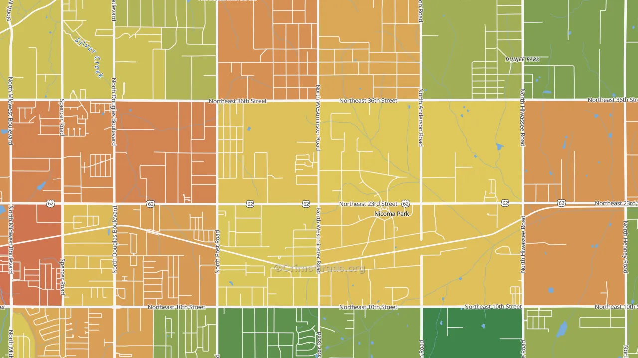73066, OK Map of Theft Rates