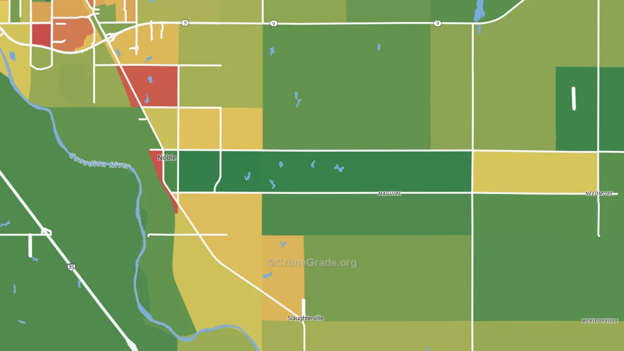 73068, OK Map of Theft Rates