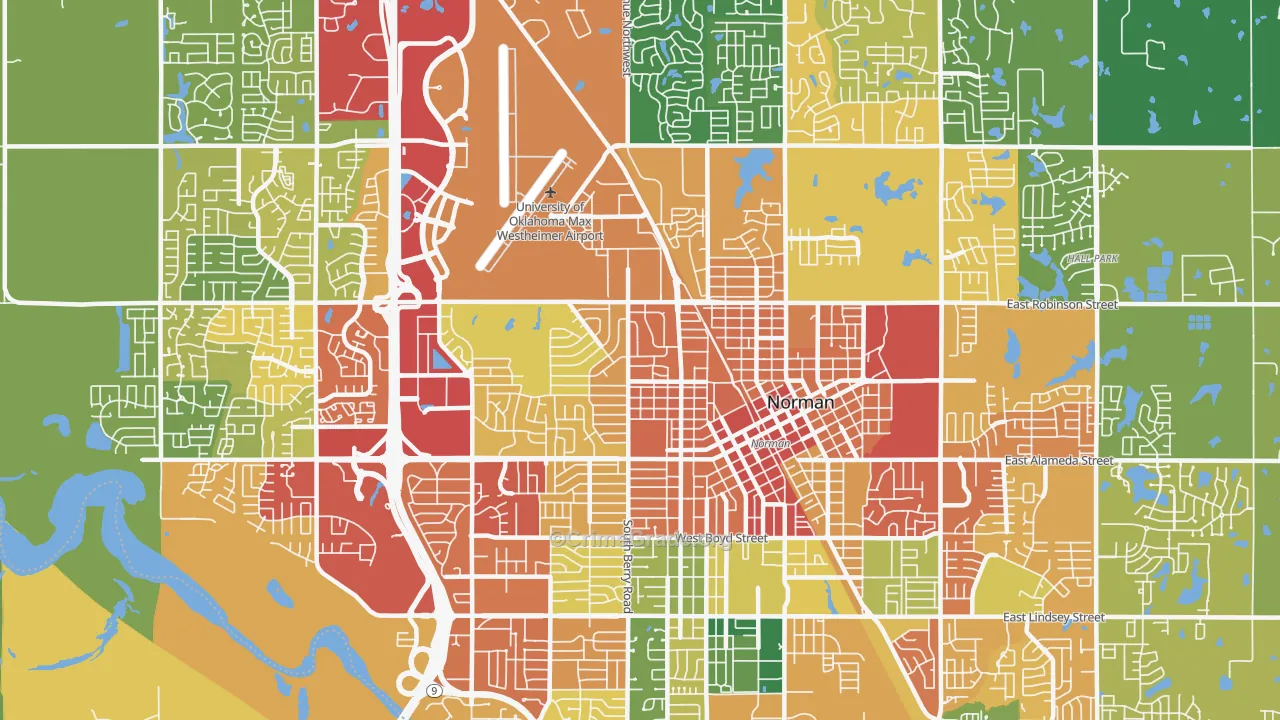 73069, OK Map of Theft Rates