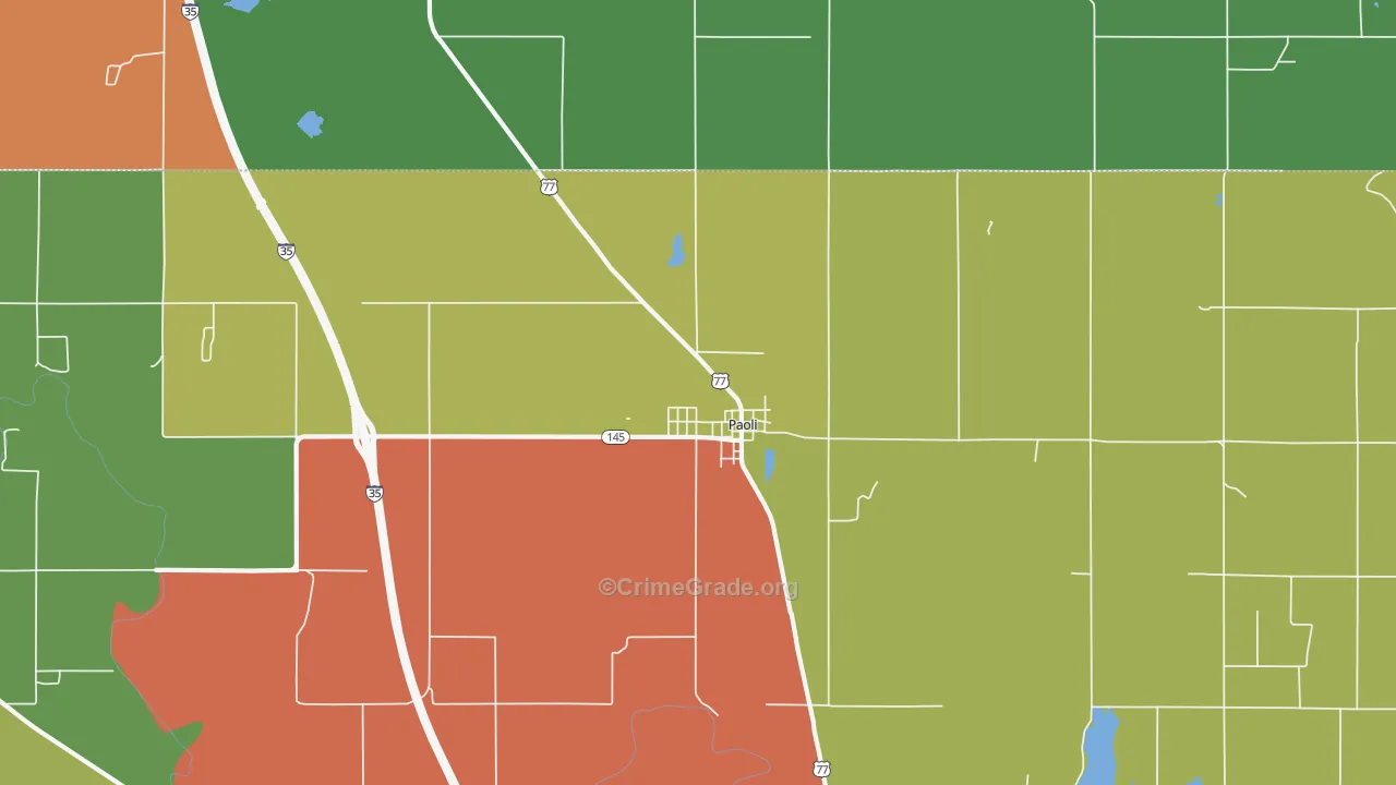 73074, OK Map of Theft Rates