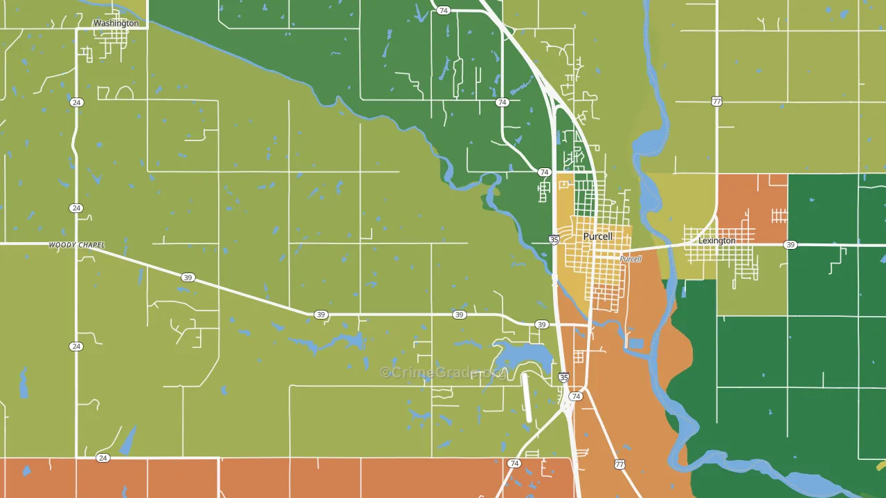 73080, OK Map of Theft Rates