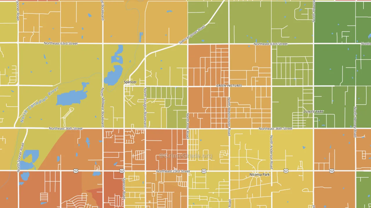 73084, OK Map of Theft Rates