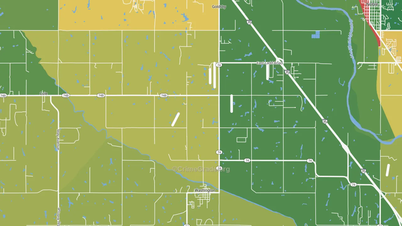 73093, OK Map of Theft Rates