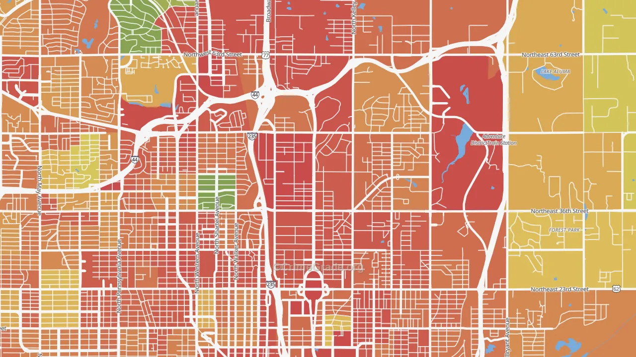 73105, OK Map of Theft Rates