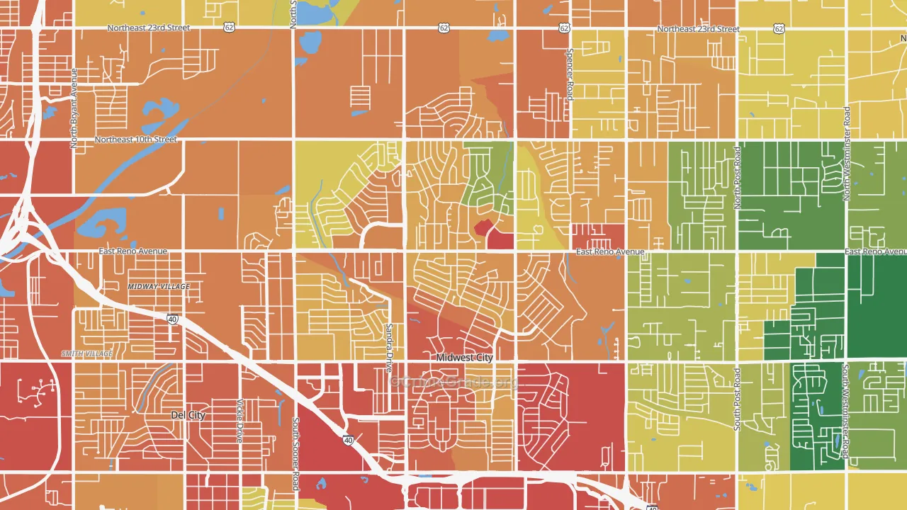 73110, OK Map of Theft Rates