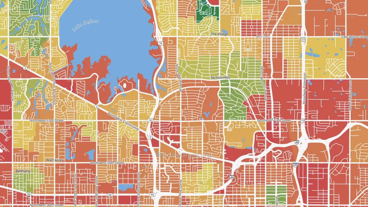 73116, OK Map of Theft Rates