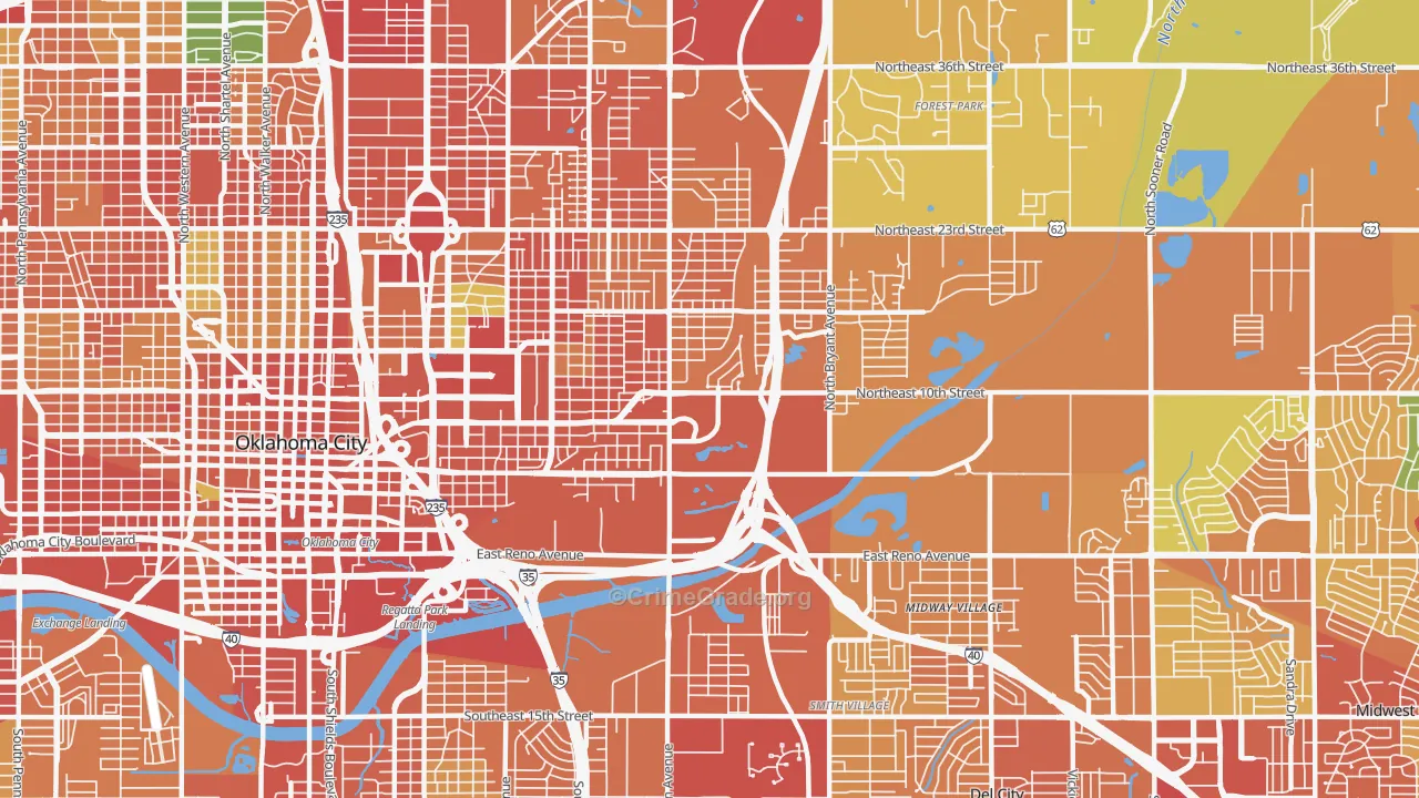 73117, OK Map of Theft Rates