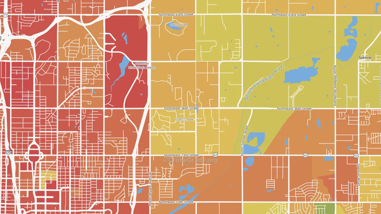 73121, OK Map of Theft Rates