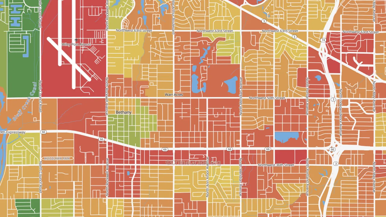 73122, OK Map of Theft Rates
