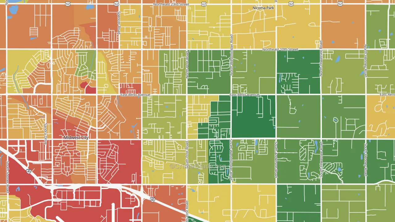 73130, OK Map of Theft Rates