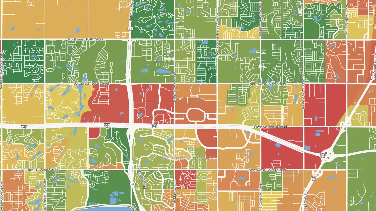 73134, OK Map of Theft Rates