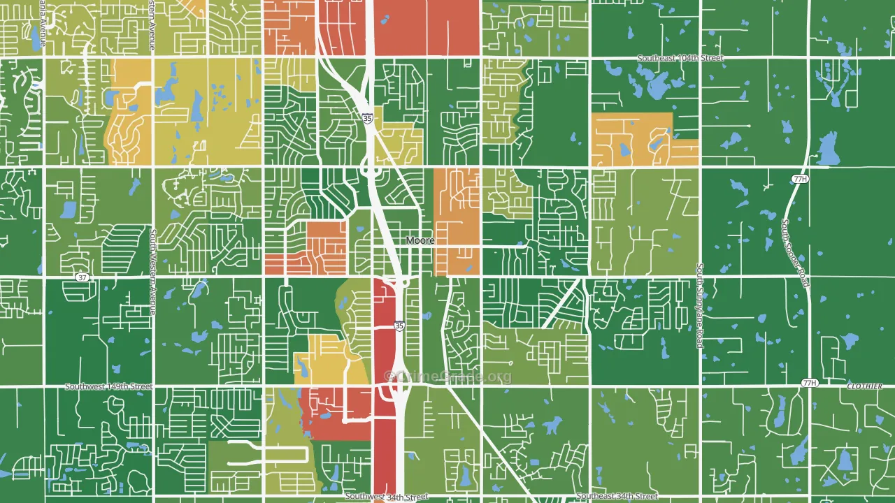 73160, OK Map of Theft Rates