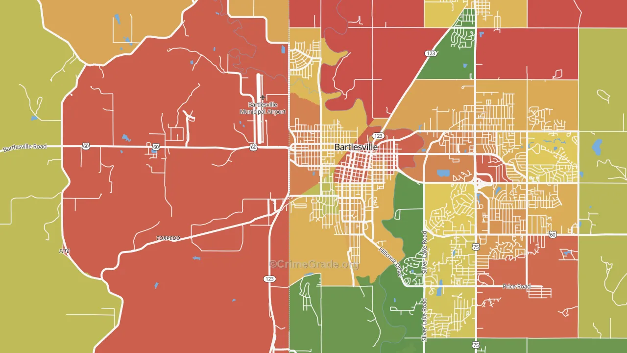 74003, OK Map of Theft Rates