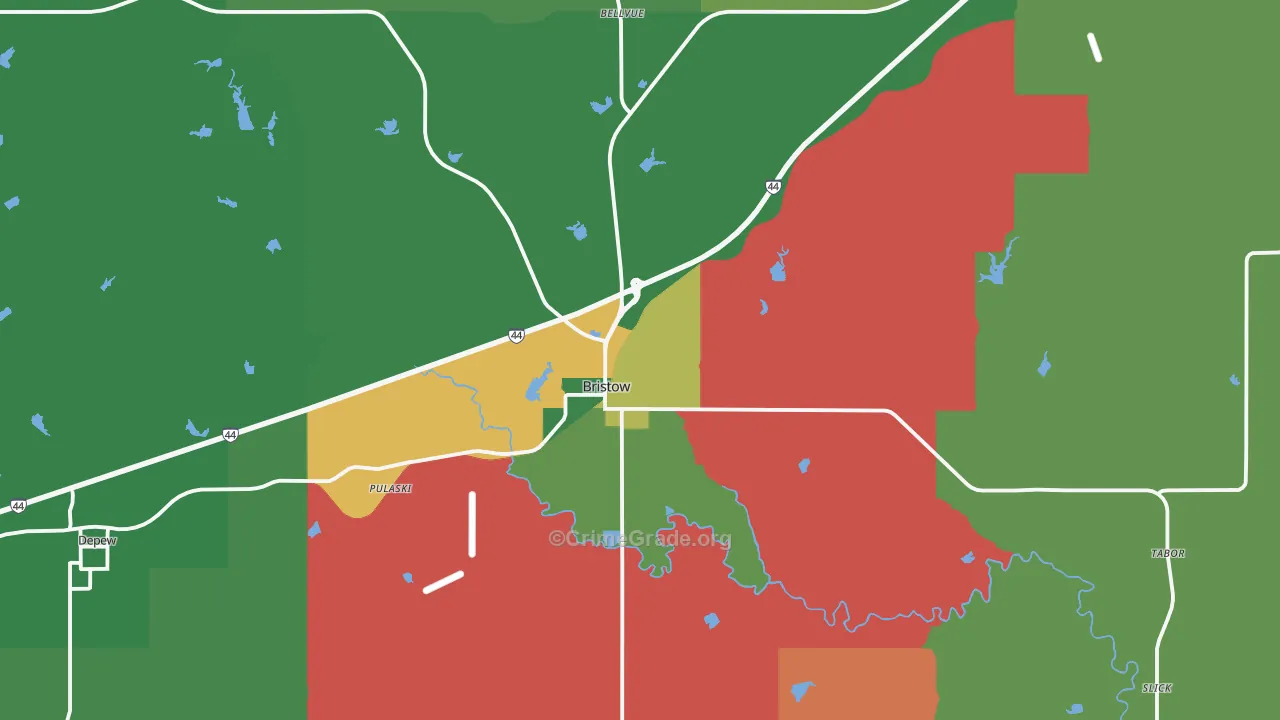 74010, OK Map of Theft Rates