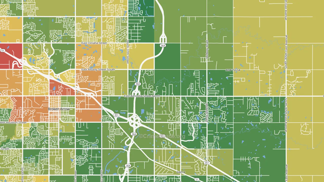 74014, OK Map of Theft Rates