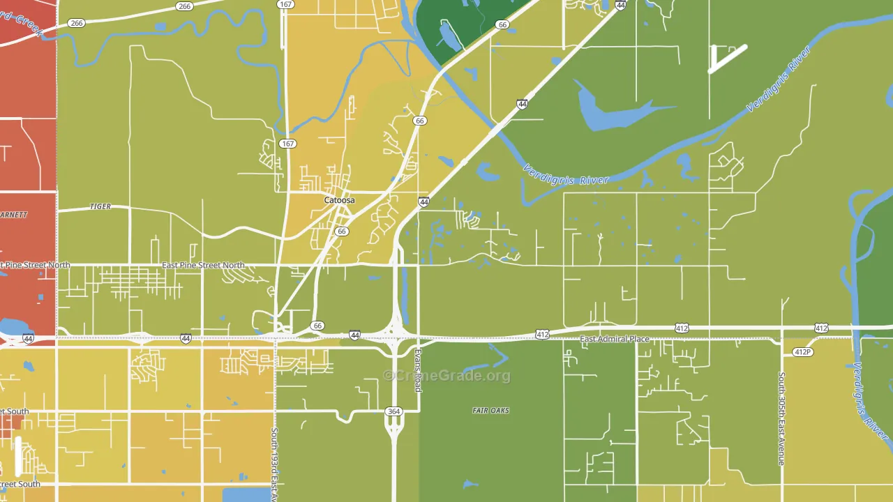 74015, OK Map of Theft Rates
