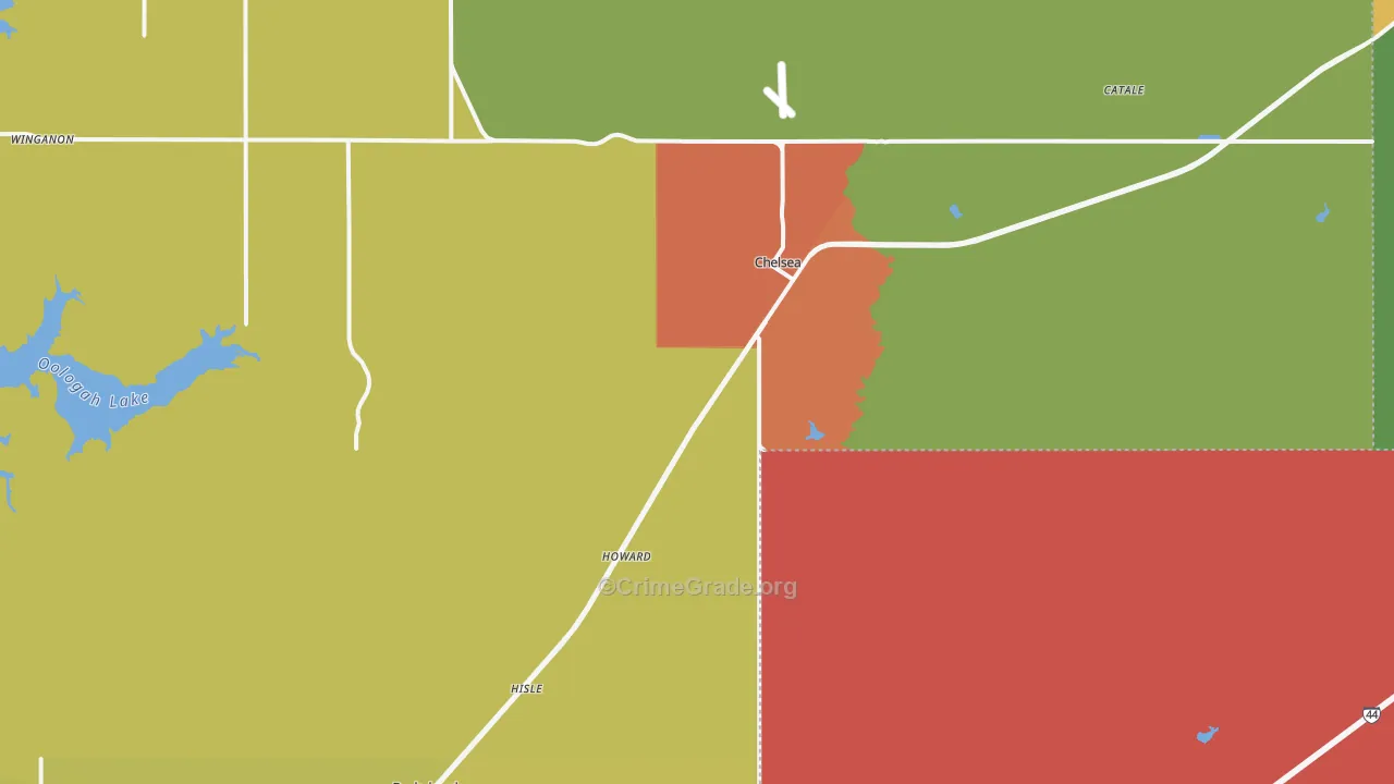 74016, OK Map of Theft Rates