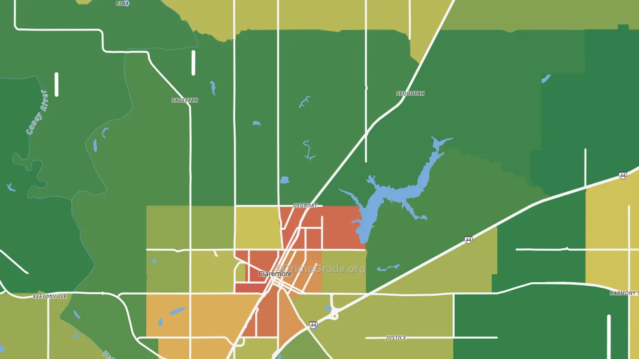 74017, OK Map of Theft Rates