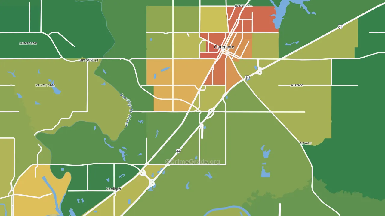 74019, OK Map of Theft Rates