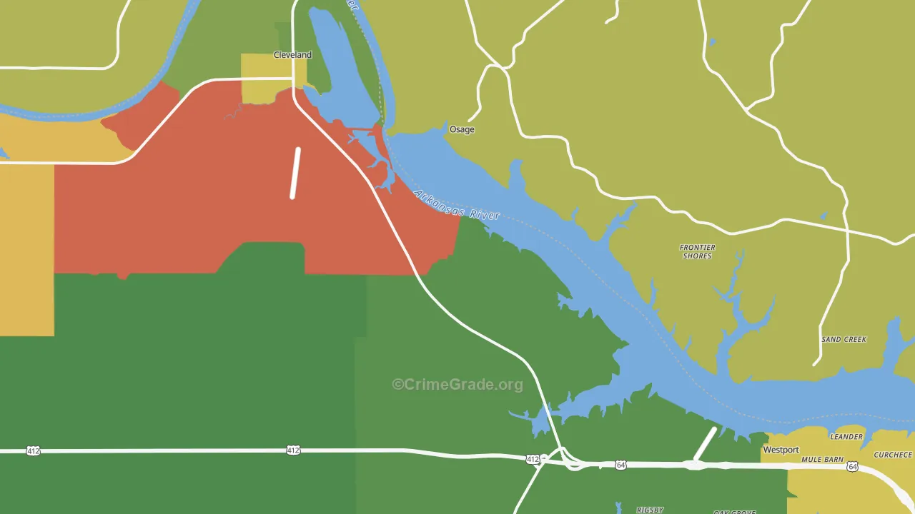 74020, OK Map of Theft Rates