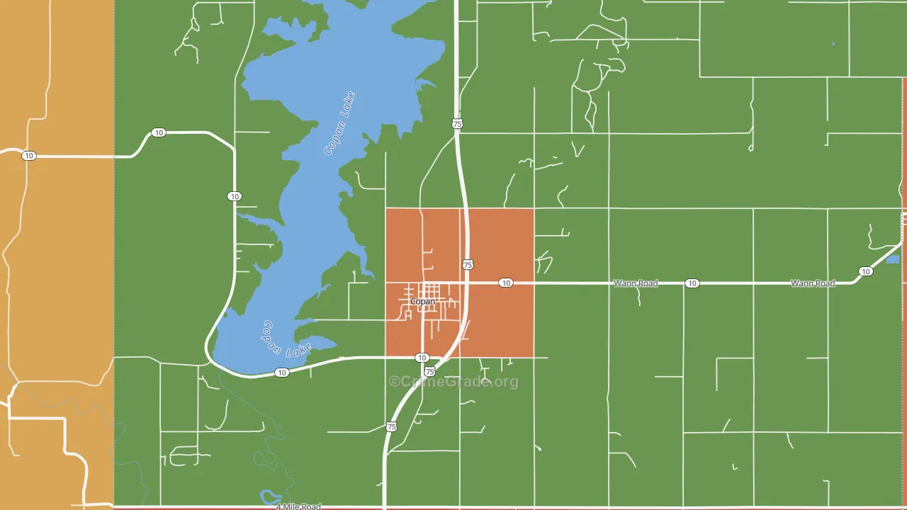 74022, OK Map of Theft Rates