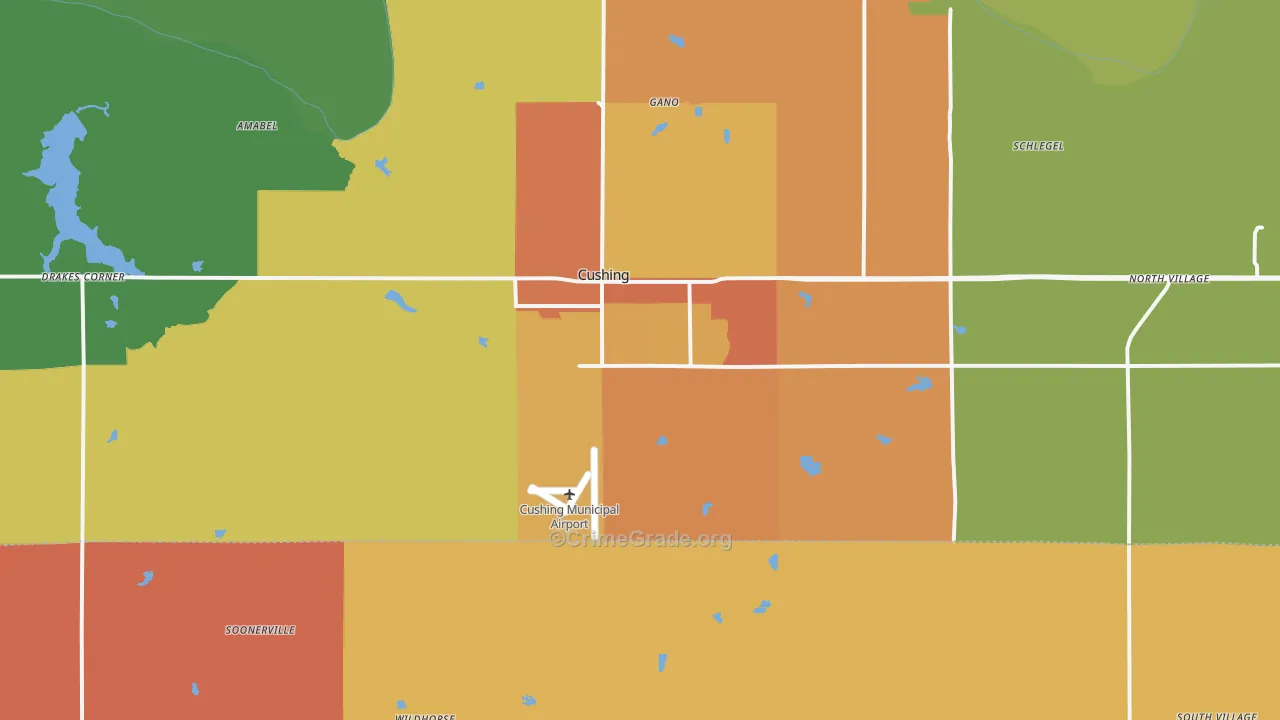 74023, OK Map of Theft Rates
