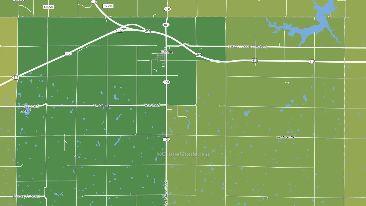 74032, OK Map of Theft Rates