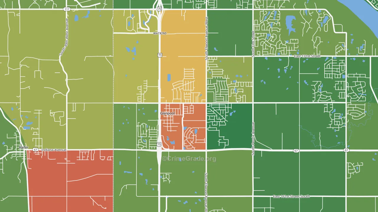 74033, OK Map of Theft Rates