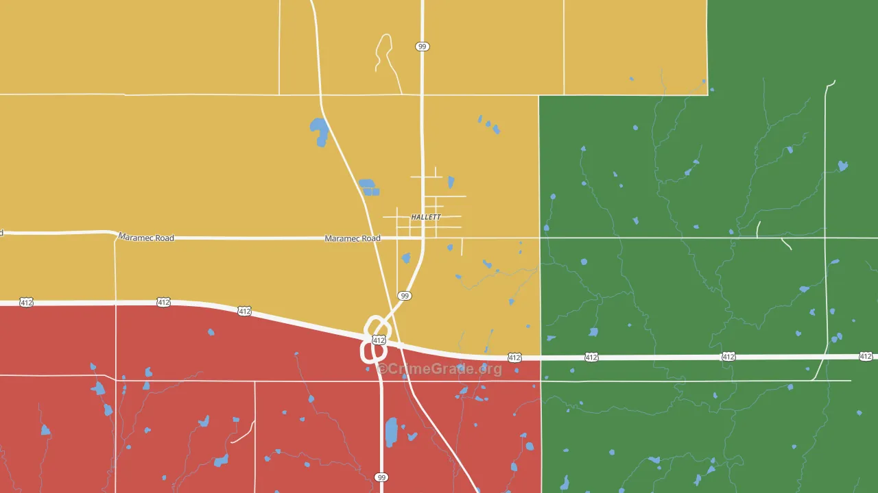74034, OK Map of Theft Rates