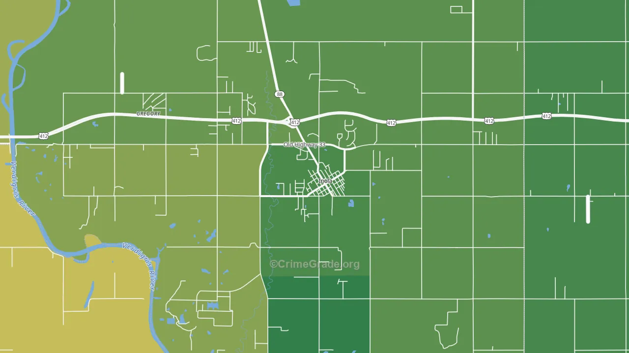 74036, OK Map of Theft Rates