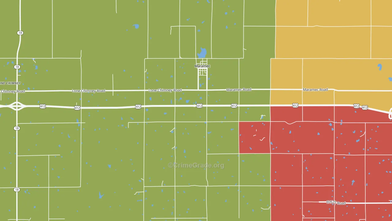 74045, OK Map of Theft Rates