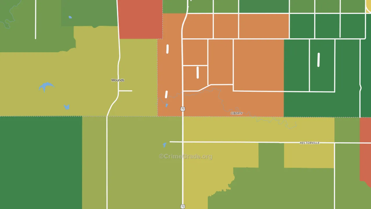 74047, OK Map of Theft Rates