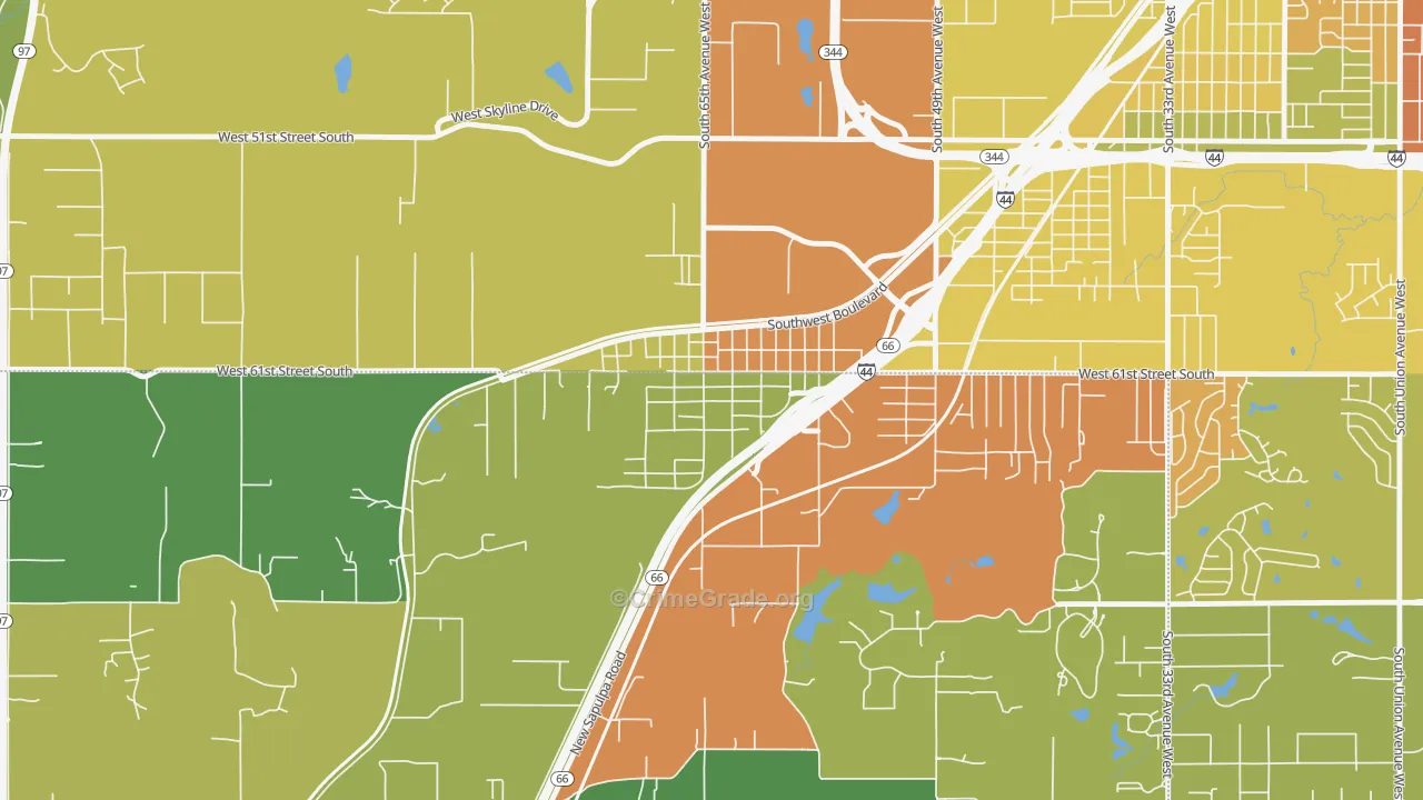 74050, OK Map of Theft Rates