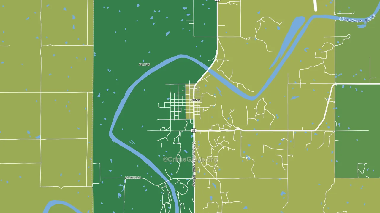 74052, OK Map of Theft Rates