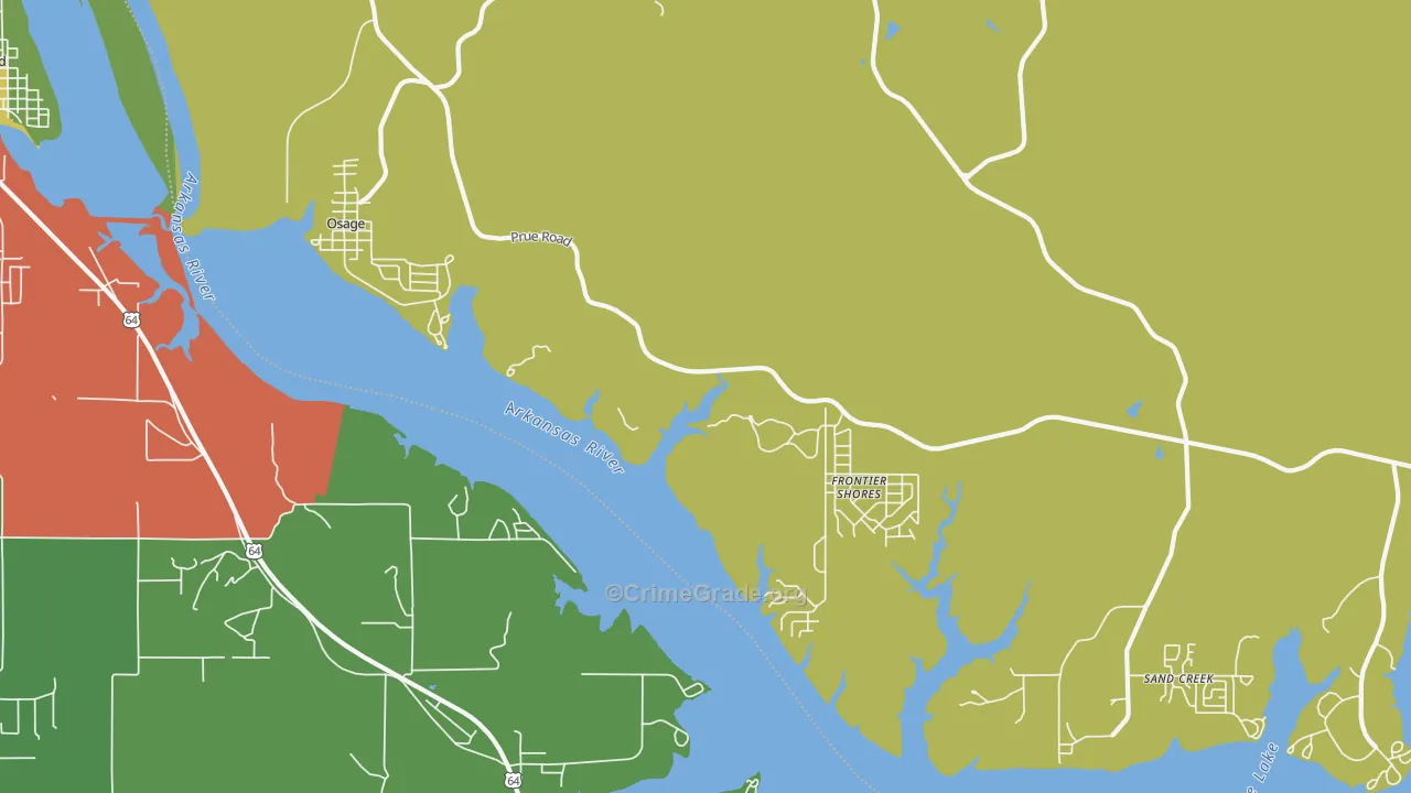74054, OK Map of Theft Rates