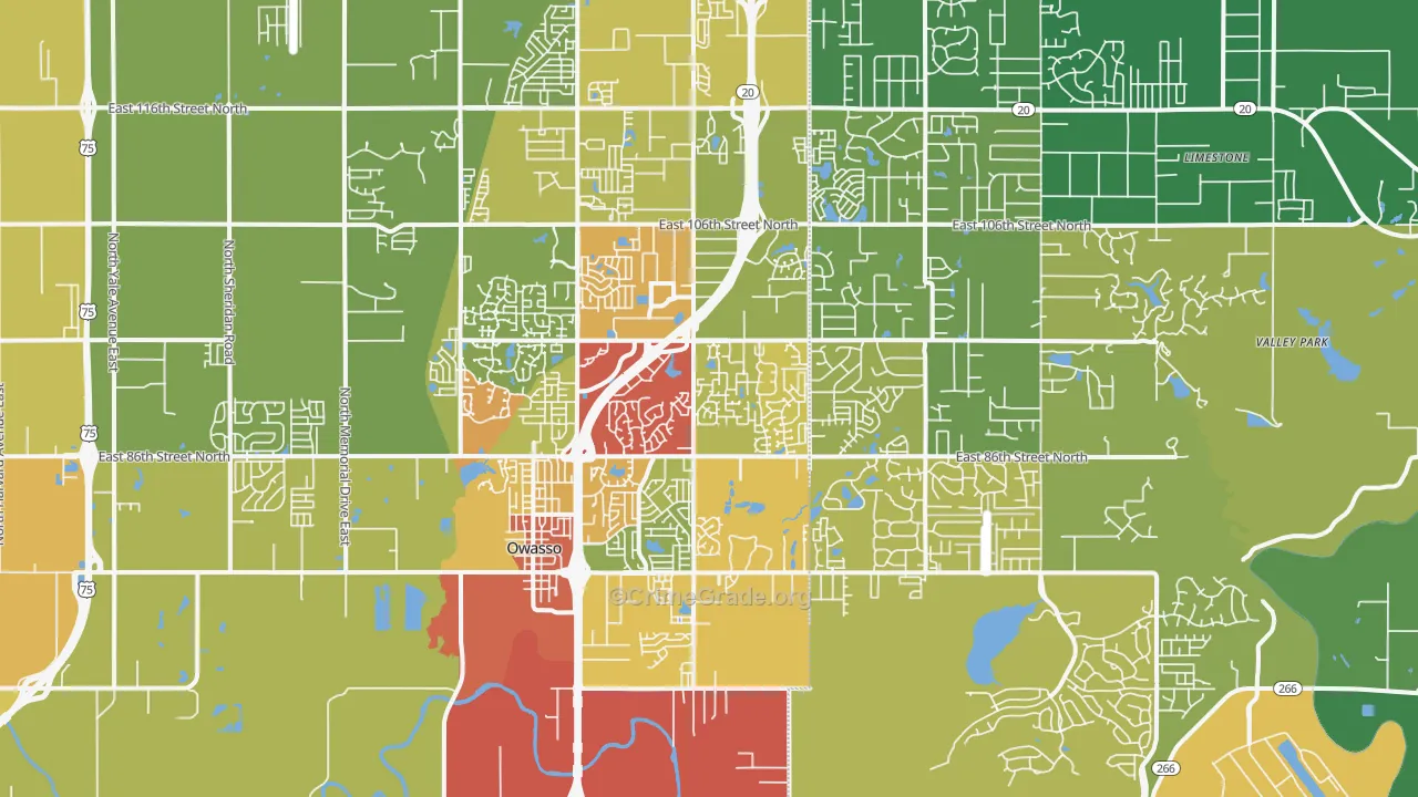 74055, OK Map of Theft Rates