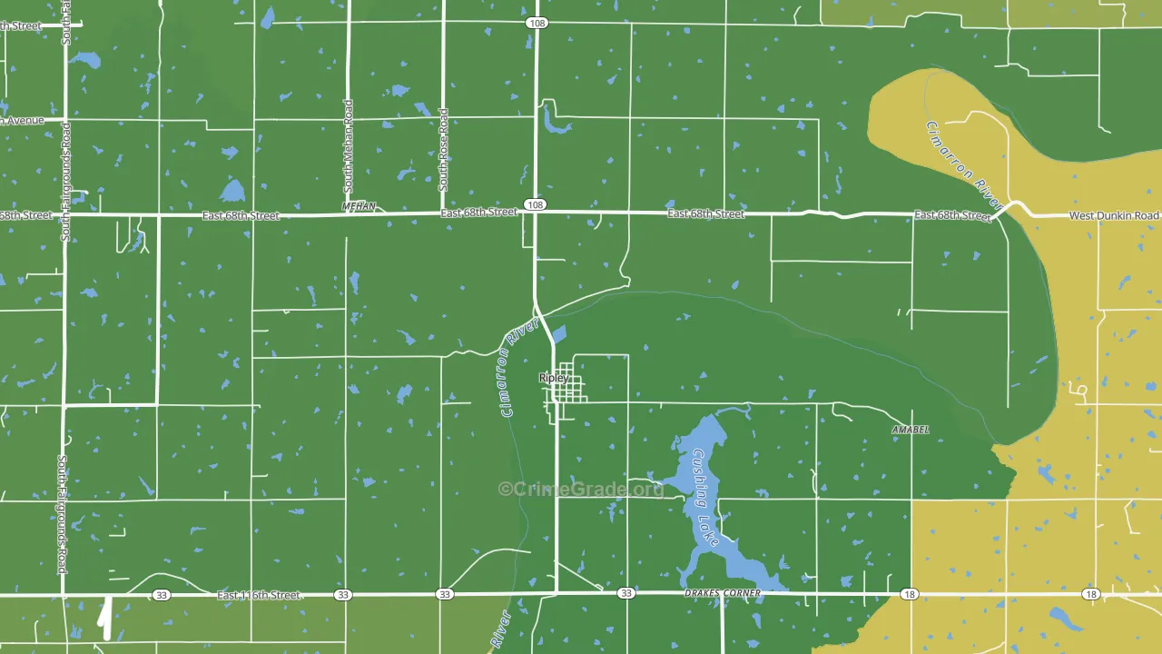 74062, OK Map of Theft Rates