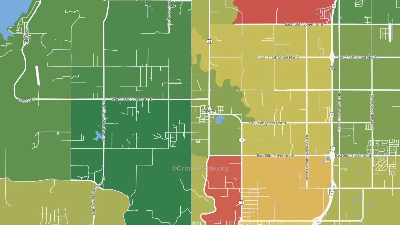 74073, OK Map of Theft Rates