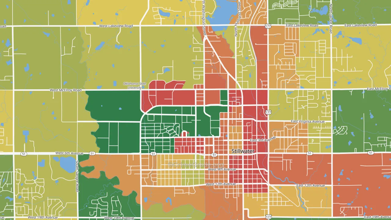 74078, OK Map of Theft Rates