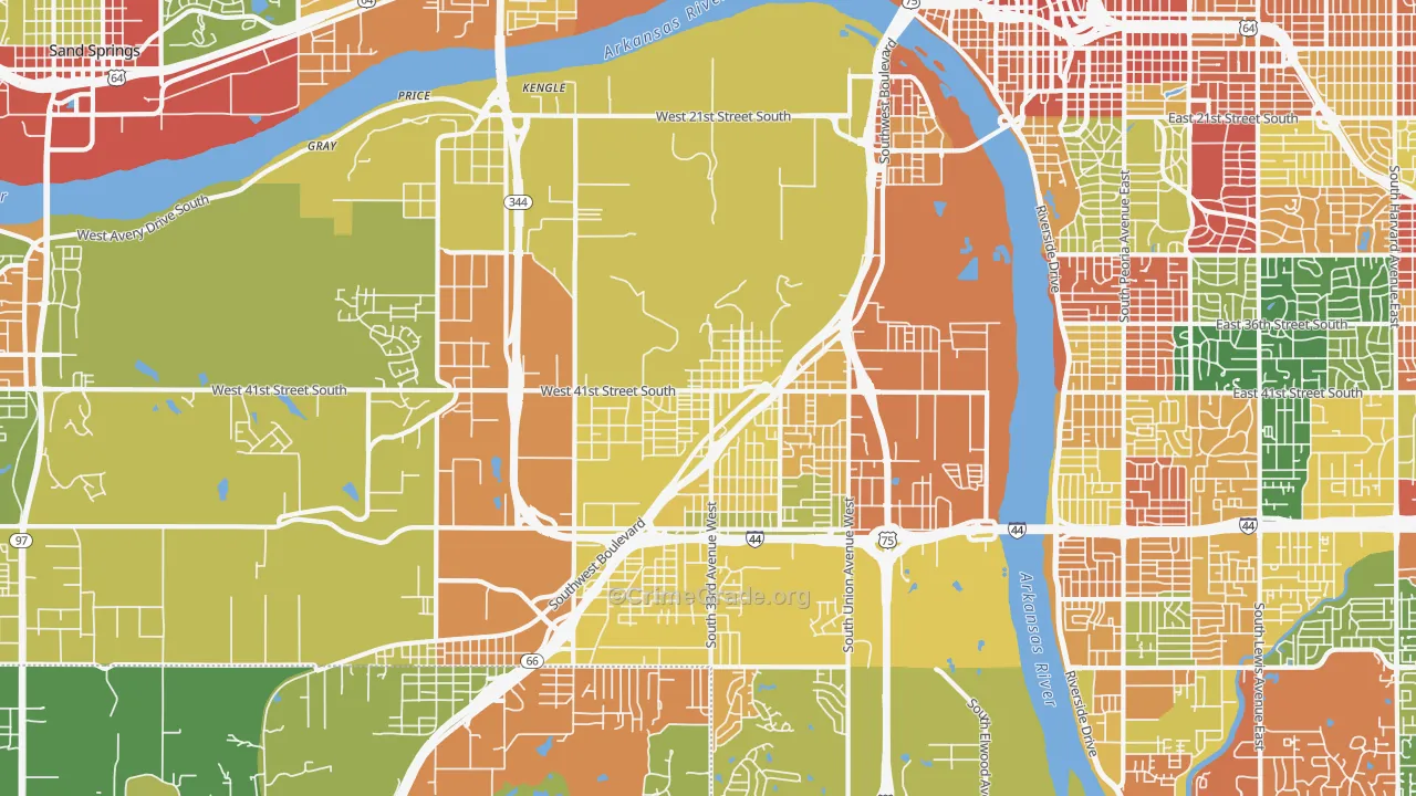 74107, OK Map of Theft Rates