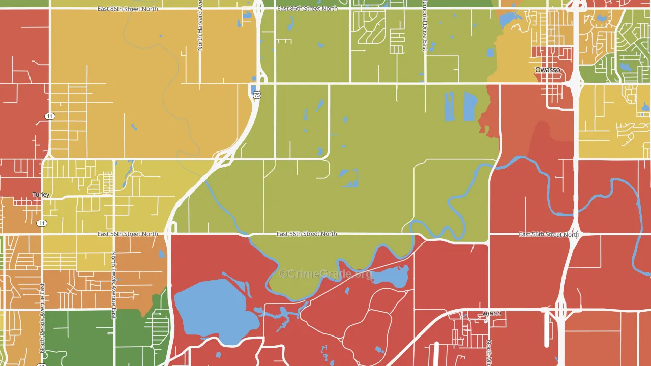 74117, OK Map of Theft Rates