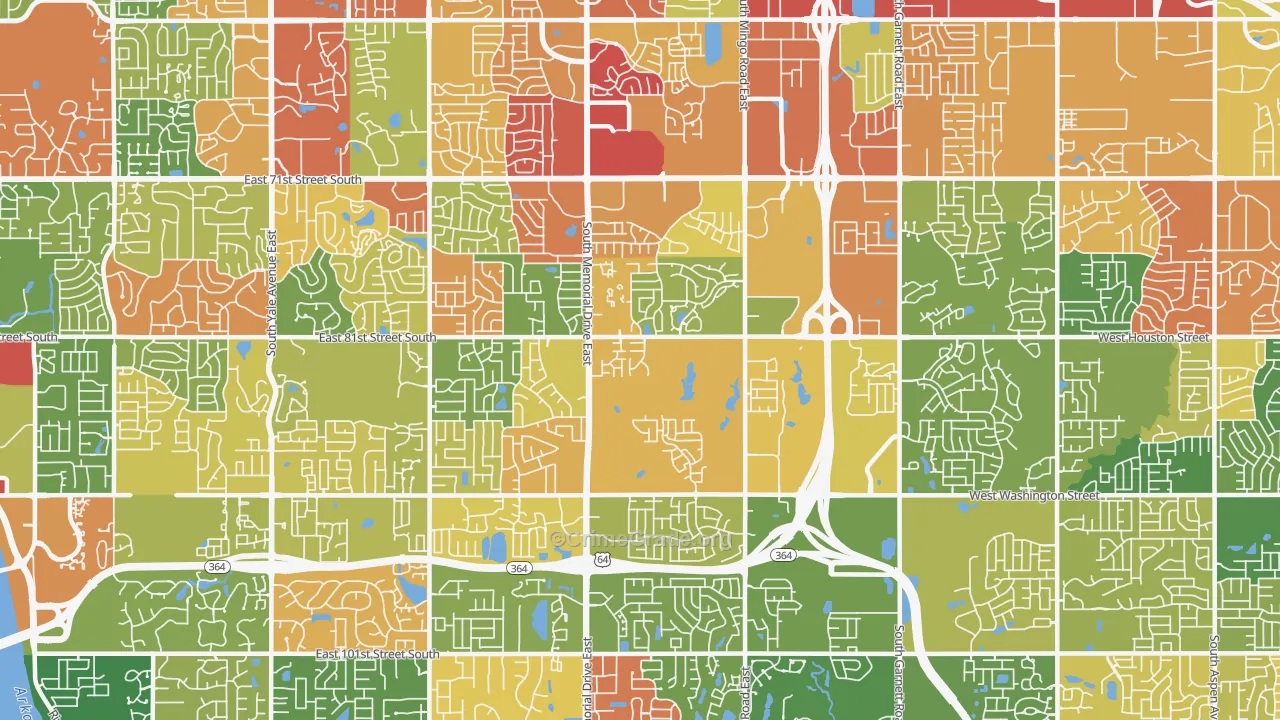 74133, OK Map of Theft Rates