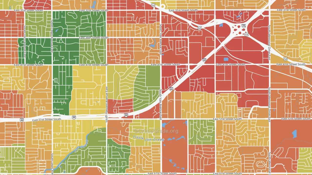 74135, OK Map of Theft Rates